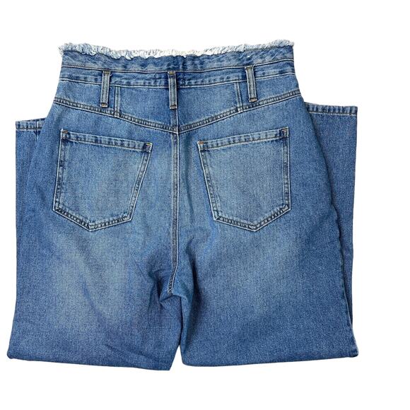 Forever 21 High Waisted Wide Leg Raw Fringe Waist 31 Casual Mom Jeans - Picture 5 of 6